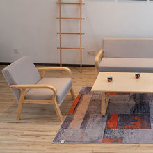 布艺沙发小户型曲木复古单双三人组合客厅现代日式简约卧室沙发椅