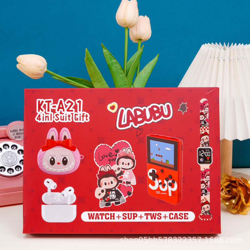 Cross-Border Bluetooth Earphones 2026 New Model Silicone Protective Gaming Console Electronic Watch Set Kuromi Wireless Earphones