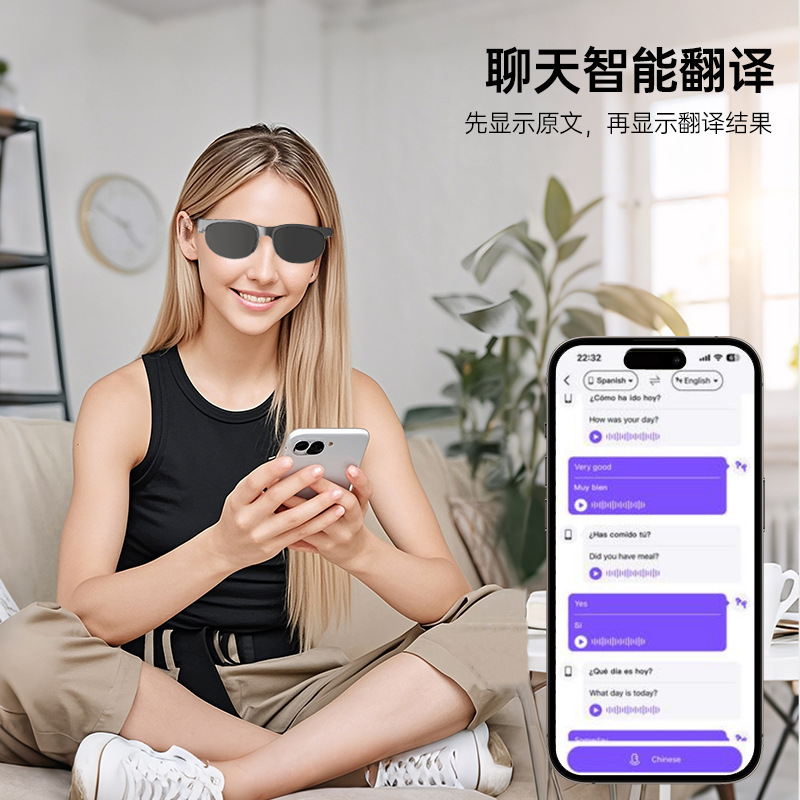 AI翻訳スマートbluetoothメガネXG88PROワイヤレスbluetoothヘッドフォンリアルタイム多言語翻訳ヘッドセット|undefined