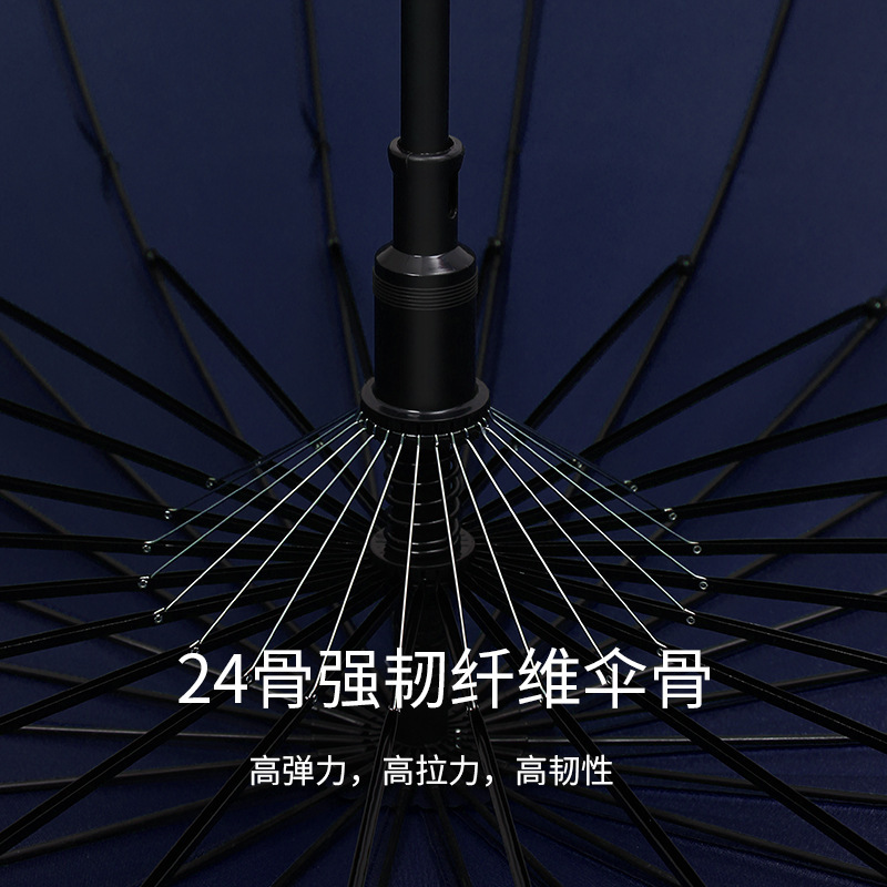 24骨长柄雨伞男士木柄直杆伞自动加大加厚加固结实抗风暴雨专用|undefined