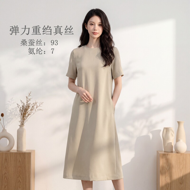 2026 Summer New Style Elastic Heavy Crepe Silk Dress for Women, Plus Size, Age-Reducing, Elegant and Comfortable Mulberry Silk Dress