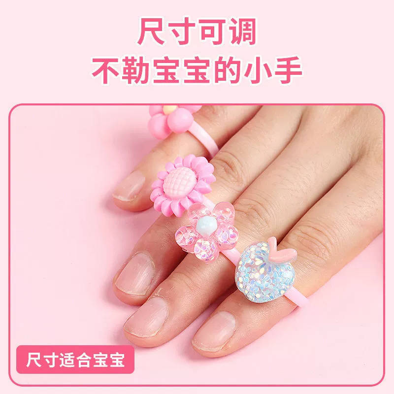 Cartoon children's ring, jewelry for princess, plastic diamond creative storage system, with gem, creative gift