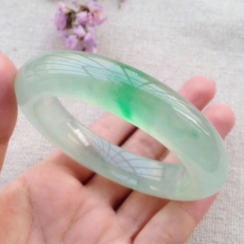 Vòng tay ngọc bích tự nhiên xanh dương nổi hoa có giấy chứng nhận chi tiết 1