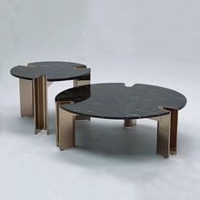 意式轻奢Visionnaire大理石茶几现代设计师不锈钢客厅组合圆茶桌