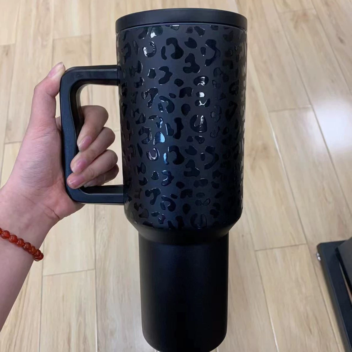 Вакуумный термостакан 40 oz AISI 304 нержавеющая сталь с ручкой и стеклянной вставкой, герметичный