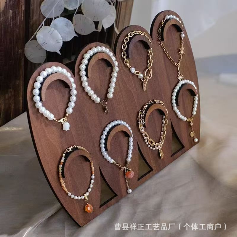 木制手链展示架手串收纳架木质珠宝项链陈列架桌面实木手链架|undefined