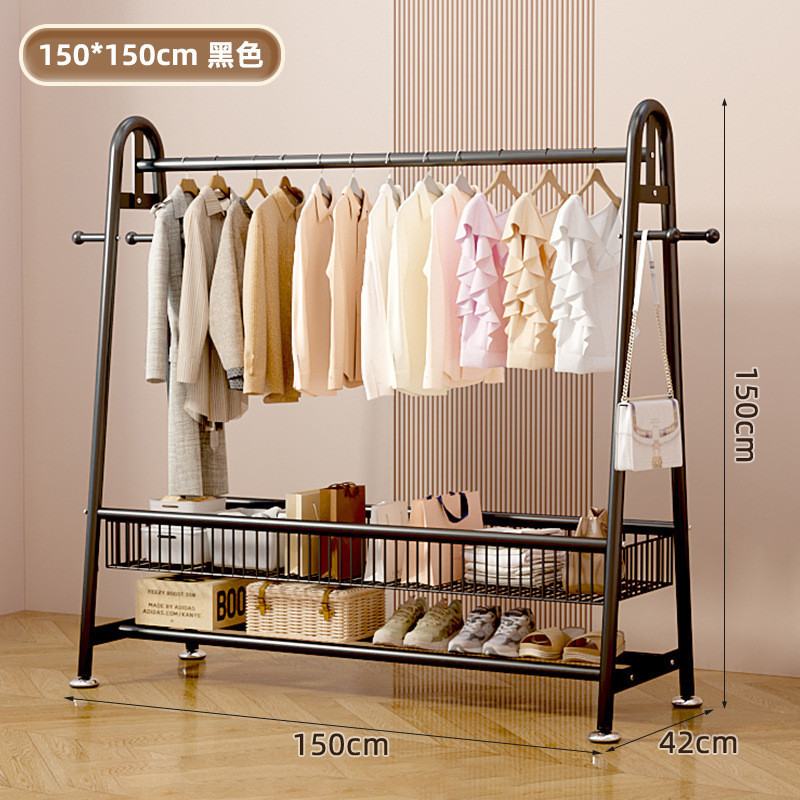 녹슬지 않는 탄소강 | 빅맥 3.2CM 두꺼운 파이프 직경 | 대기 블랙 - 대용량 저장 [150CM*150CM] 이중층 프레임