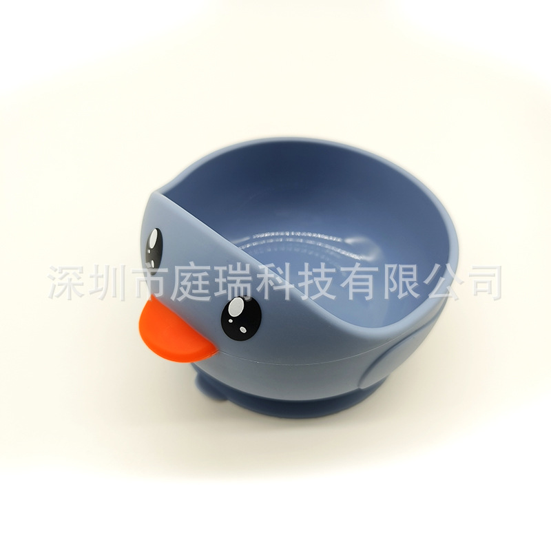 Cuenco de silicona pato suplemento alimenticio Tazón traje 316 tenedor cuchara lindo pollo lechón tazón de bebé resistente a la caída Tazón de cuchara traje