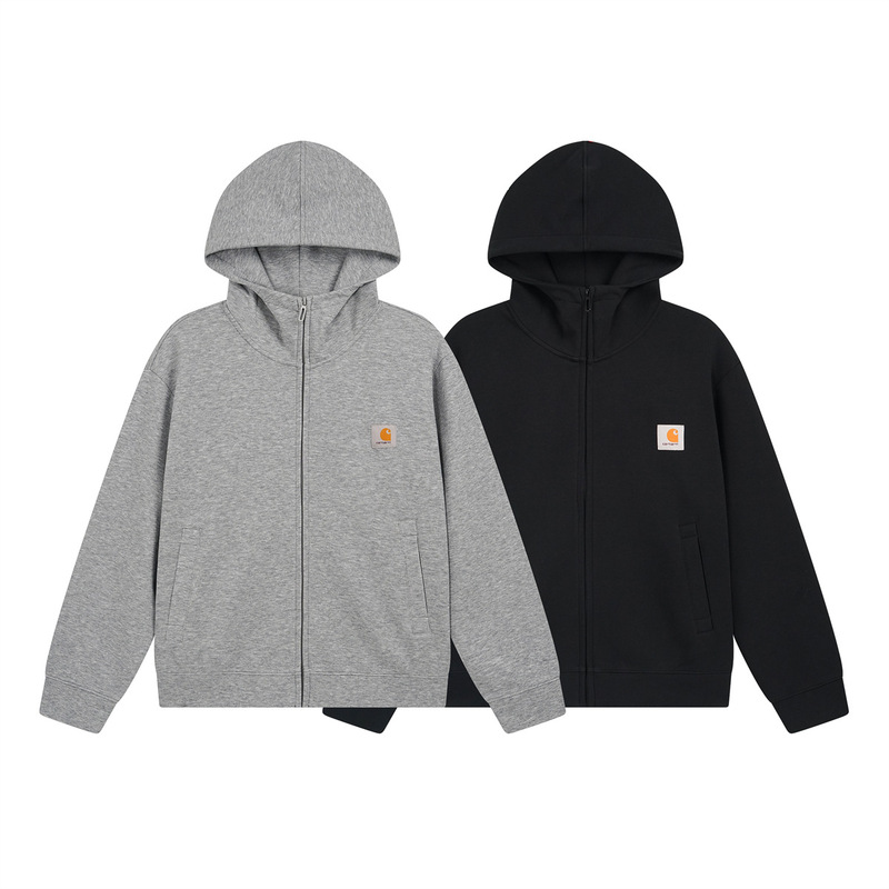 Autumn and Winter Simple Embroidered Logo Carhartt Men's and Women's High-Neck Hooded Zipper Sweatshirt Jacket Trendy Export Cross-Border Autumn and Winter Simple Embroidered Logo Carhartt Men's and Women's High-Neck Hooded Zipper Sweatshirt Jacket Trendy Export Cross-Border