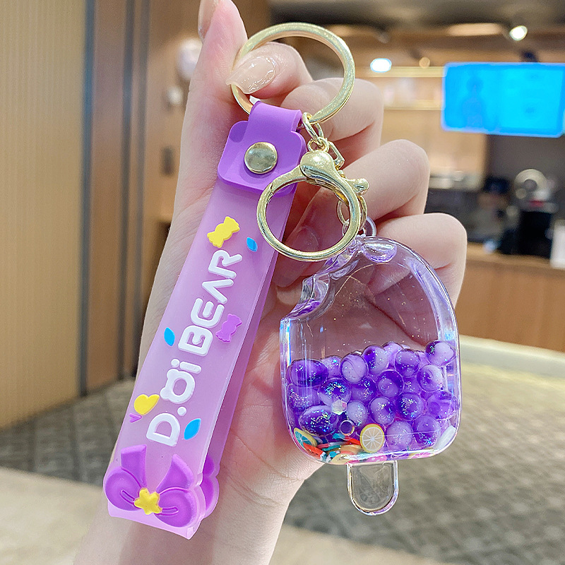 Llavero de acrílico con diseño de paleta de verano, relleno de aceite, con efecto arcoíris, exquisito y lindo colgante para bolso, regalo ideal para máquinas de ganchos, venta al por mayor.