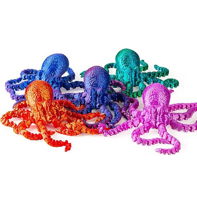 【工厂直销】3d打印章鱼八爪鱼关节可动夜光摆件玩具工艺品