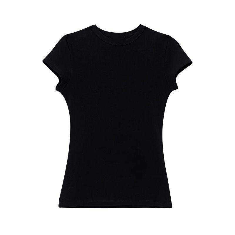 Black round neck short sleeves