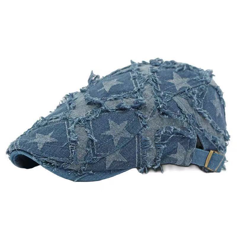 Vintage denim duckbill pet voor dames distressed baret artistiek_voghion.com