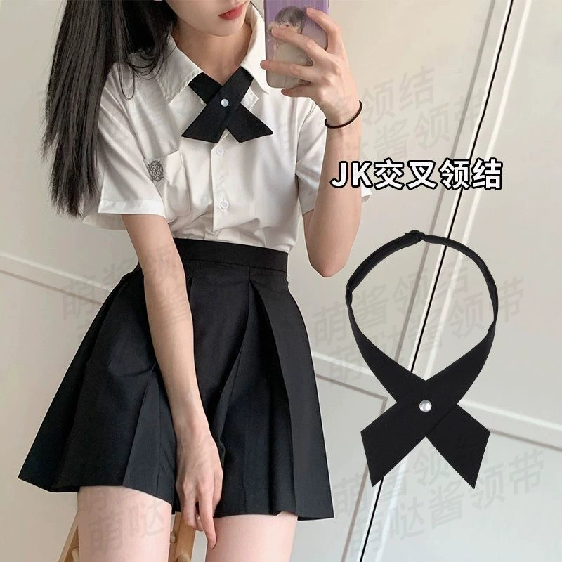 Универсальная рубашка в студенческом стиле с перекрестной завязкой JK, аксессуары для униформы для девочек, школьная форма с бантом, профессиональный наряд, воротник, цветочный тренд