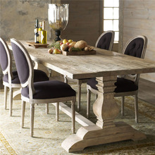 美式鄉村實木餐桌椅組合家用小戶型餐廳歐法式原木簡約現代長方形