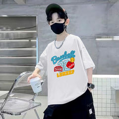 Men's Short Sleeve Cotton Print T-shirt Summer New Arrival Trendy Loose Cool Cartoon Medium and Large Children's Half Sleeve Children's Fashion