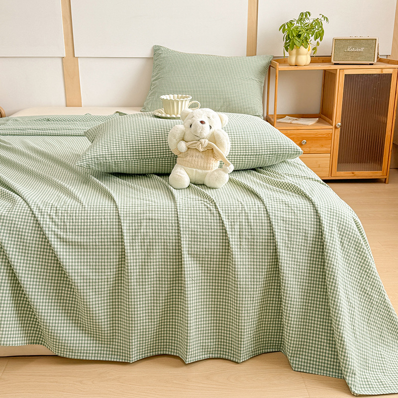 Una clase de sábanas de algodón lavado de algodón de una sola pieza de algodón 100 dormitorio individual doble edredón individual funda de almohada de tres piezas 2025 nuevo estilo