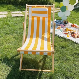 Pastoral Solid Wood Adjustable Living Room Leisure Chair Wooden Outdoor Lounge Chair Folding Chair Portable Camping Beach Lounge Chair