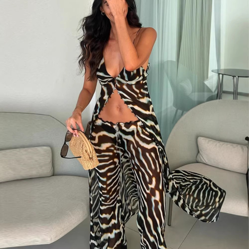 Cross-Border 2026 European and American Spring/Summer New Style Independent Website Mesh Irregular Top and Pants Beach Set Ntz9007 Cross-Border 2026 European and American Spring/Summer New Style Independent Website Mesh Irregular Top and Pants Beach Set Ntz9007