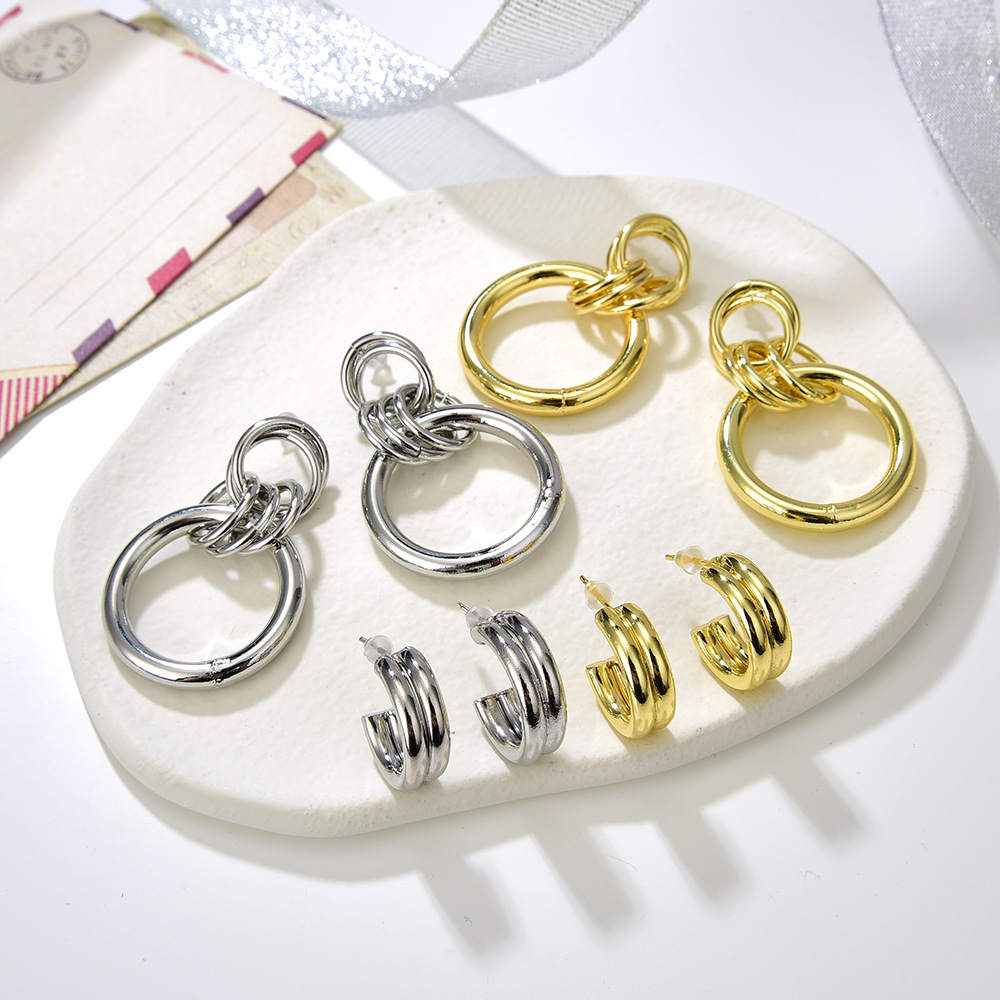 9g Weight 0.03µm-0.05µm Gold Plating Thickness Fashion Circle Copper Tassel Plating Drop Earrings 1 Pair