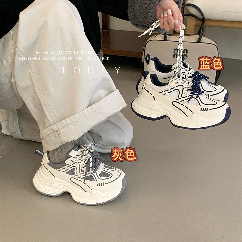 首谷增高厚底老爹鞋女款2025新款配阔腿裤超好看显脚小百搭运动鞋