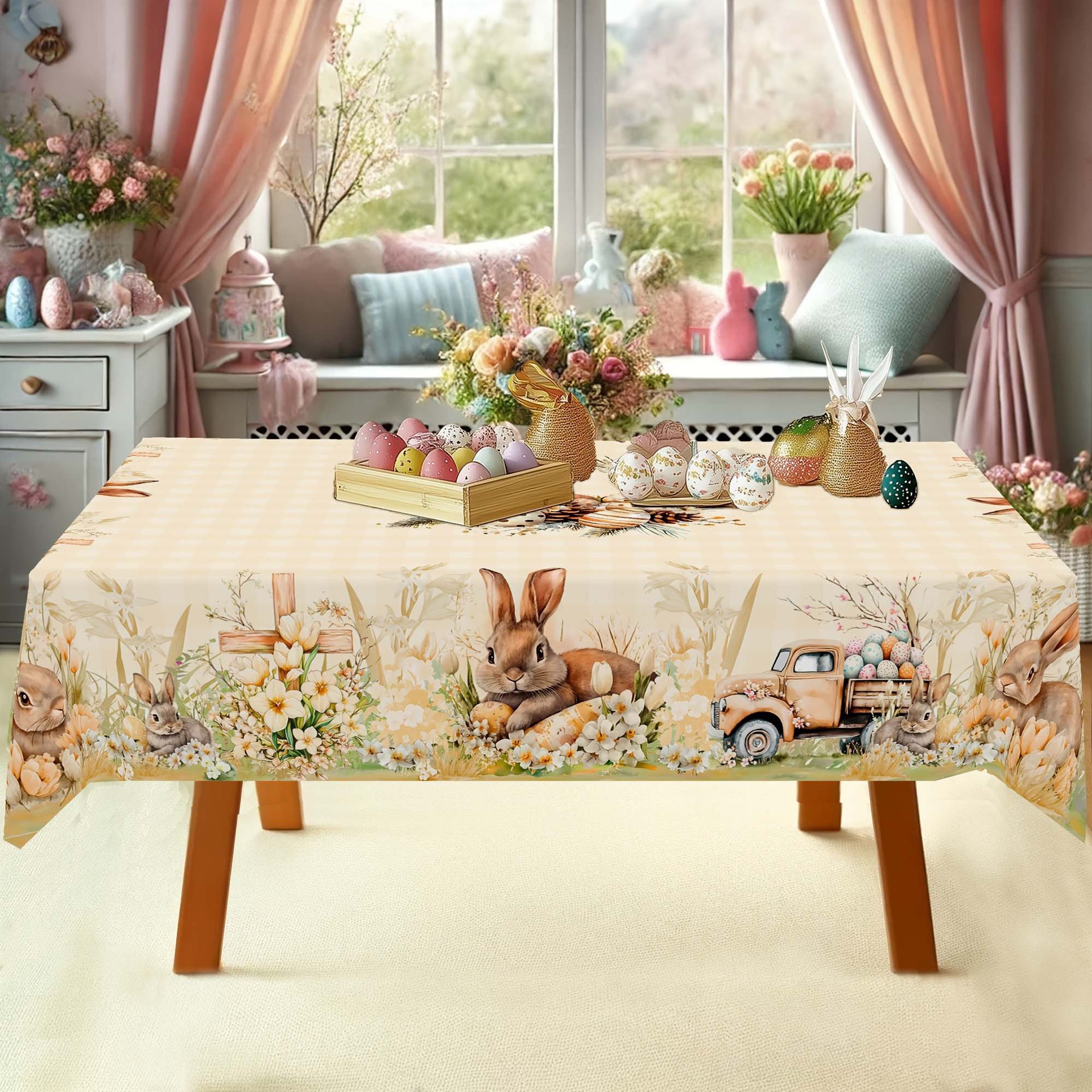 new Easter Egg Festive Tablecloth For Home Dining Table Dustproof Holiday Decoration_voghion.com