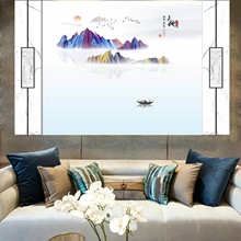 50405新中式禅意新中式客厅装饰画山水画沙发背景墙挂画