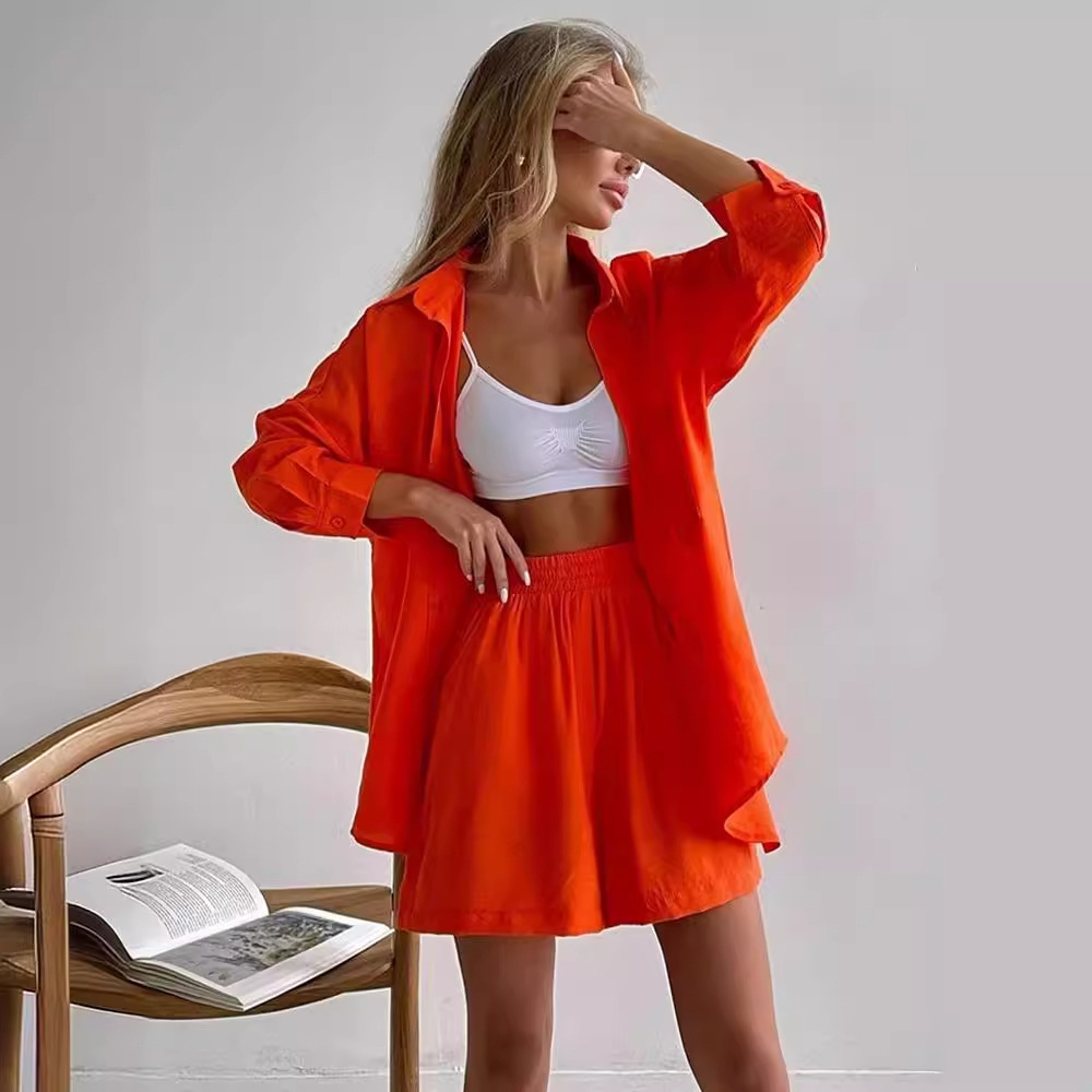 European American Cross-border Spring And Autumn Loose Casual Single-breasted Long-sleeve Fashion Solid Color Sports_voghion.com