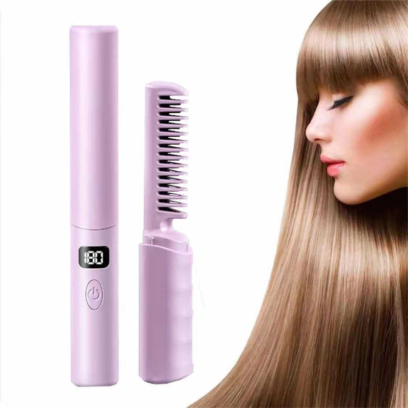 comb Home straight wireless portable negative ion new dual-purpose curling stick for people, no harm to hair_voghion.com