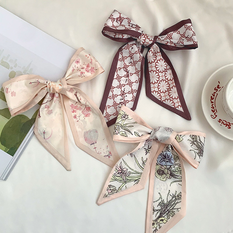 Pañuelo de seda, tira larga, sensación de alta calidad, pequeño pañuelo floral fresco, cinturón para el cabello, bolsa para atar, cinta para atar, bufanda decorativa, cinturón para la cintura