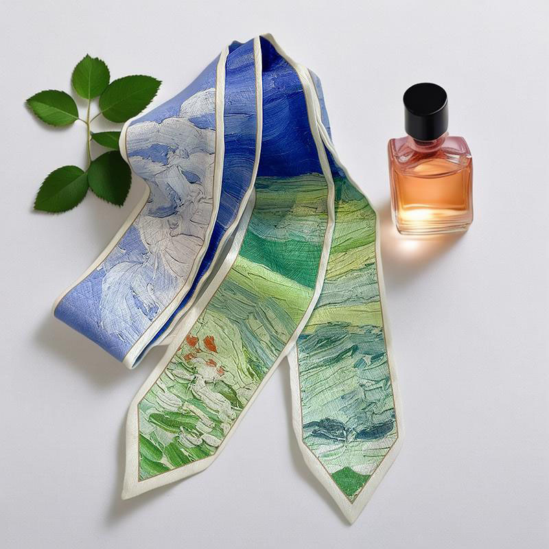 25g Weight Silk Scarf Classification Holiday, Daily, Selfie Occasion Satin Material Flower Pattern Summer Season Women's Gender Fairy Style, Sweet Style Women's Fairy Style Sweet Flower Satin Silk Scarf 3