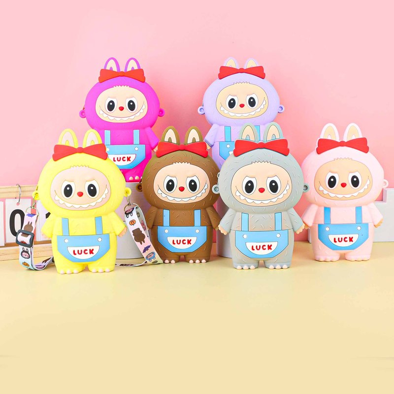 Labubu シリコーン携帯電話バッグ漫画かわいい誕生日ギフト弓シリコーン小銭入れハイエンドクロスボディバッグ|undefined