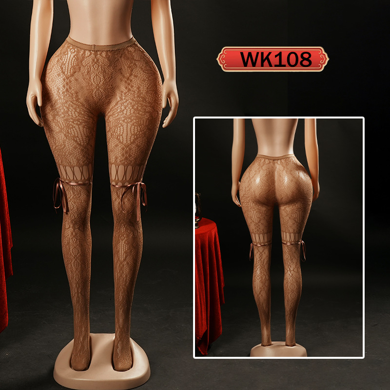 Yue mariposa europea y americana sexy calcetines de red flirteando mujeres transfronterizas sexy uniformes seductoras pantalones de encaje agotados WK108