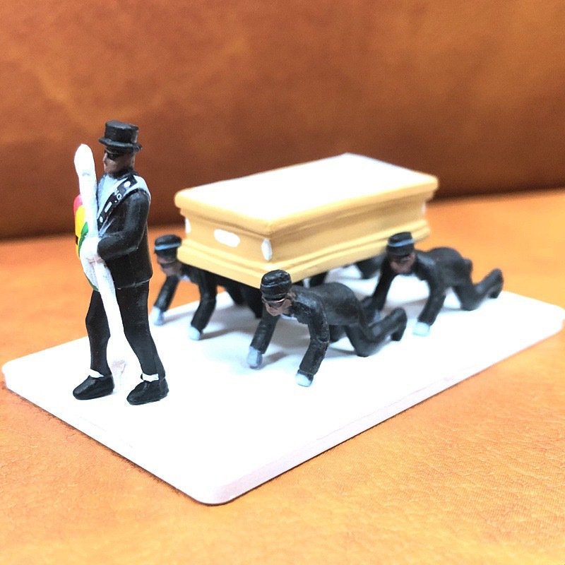 DIY Negro lleva ataúd hecho a mano ganés bailar pallbearers bailar funerales graciosos modelo de seducción