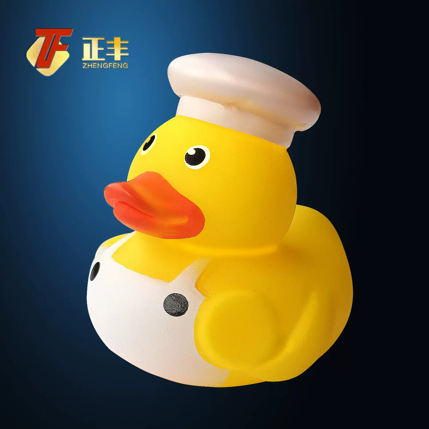 搪胶厨师橡皮鸭硅胶小黄鸭子宝宝洗澡玩具发声发光厨房礼品喷水