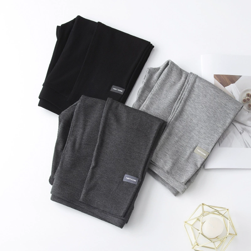 Ribbed modal summer leggings, plus size, cooling touch, fine rib knit (black/dark grey/light grey)