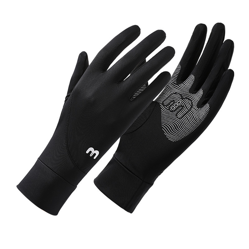 Verano de seda de hielo transpirable para mujer estilo fino al aire libre antideslizante conducción con todos los dedos anti-ultravioleta seda de hielo guantes de protección solar