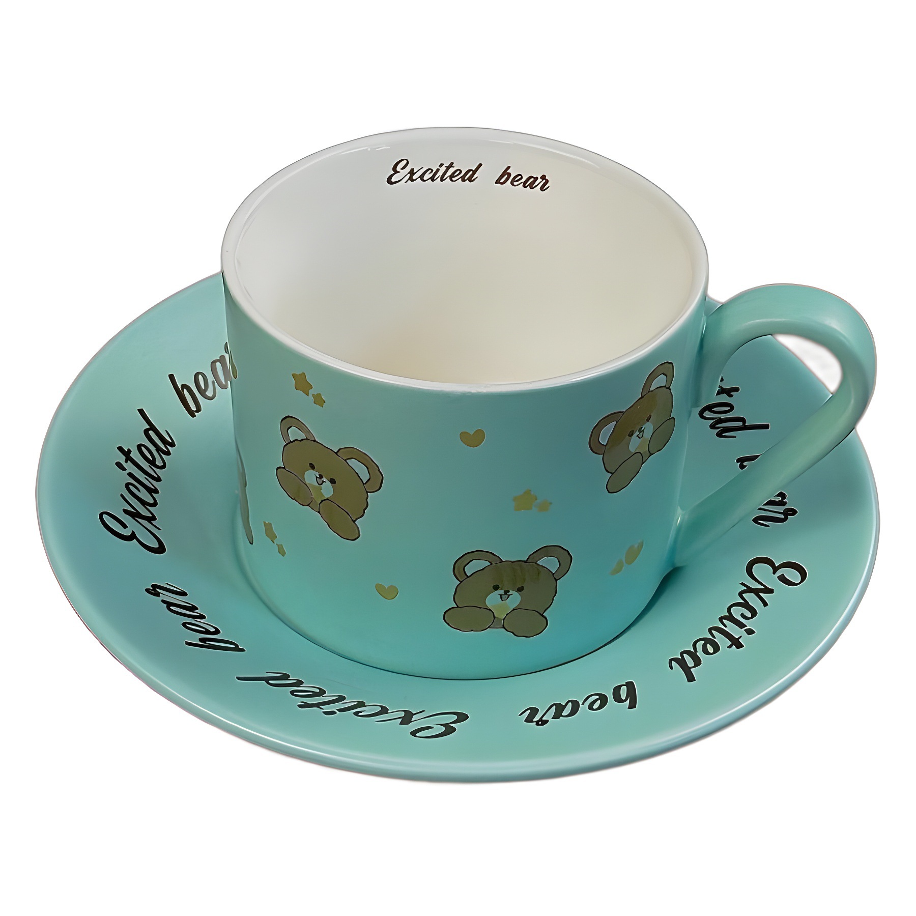 Ins Cream Viento galletas de dibujos animados Bear Cup Plate simple delicado plato de postre nicho británico set de tazas de café y plato
