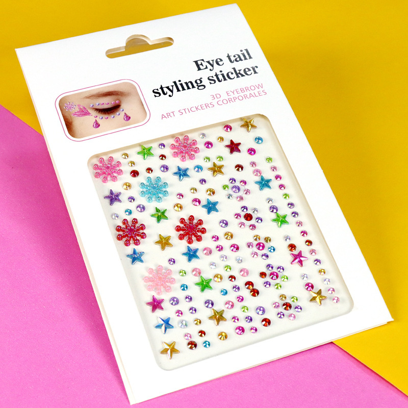 Pegatinas de Pedrería para Maquillaje Facial y Ojos de Resina Autoadhesivo Brillante para Maquillaje Facial y Ojos