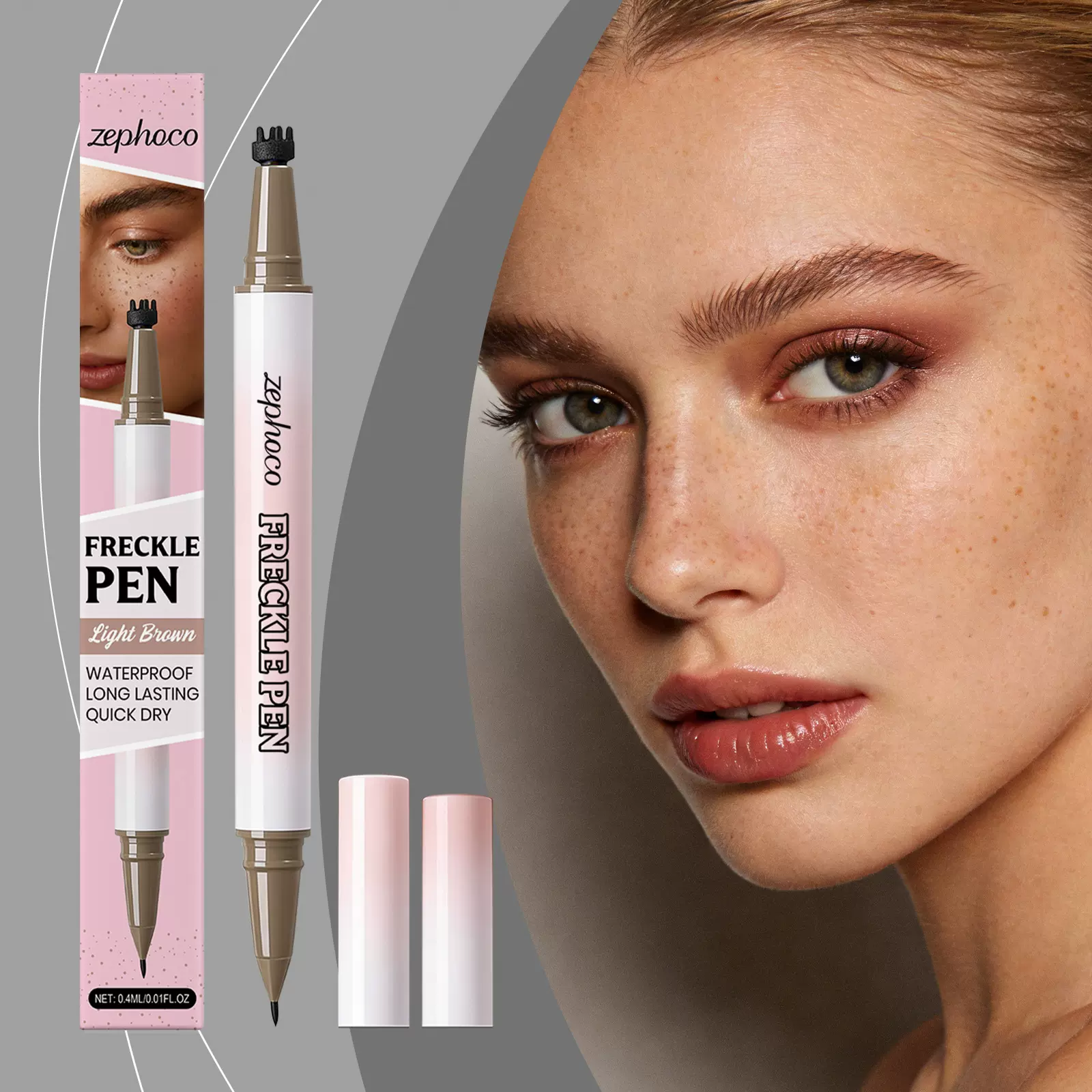 zephoco浅棕色双头雀斑笔 质地顺滑自然显色轻松打造百搭雀斑妆容