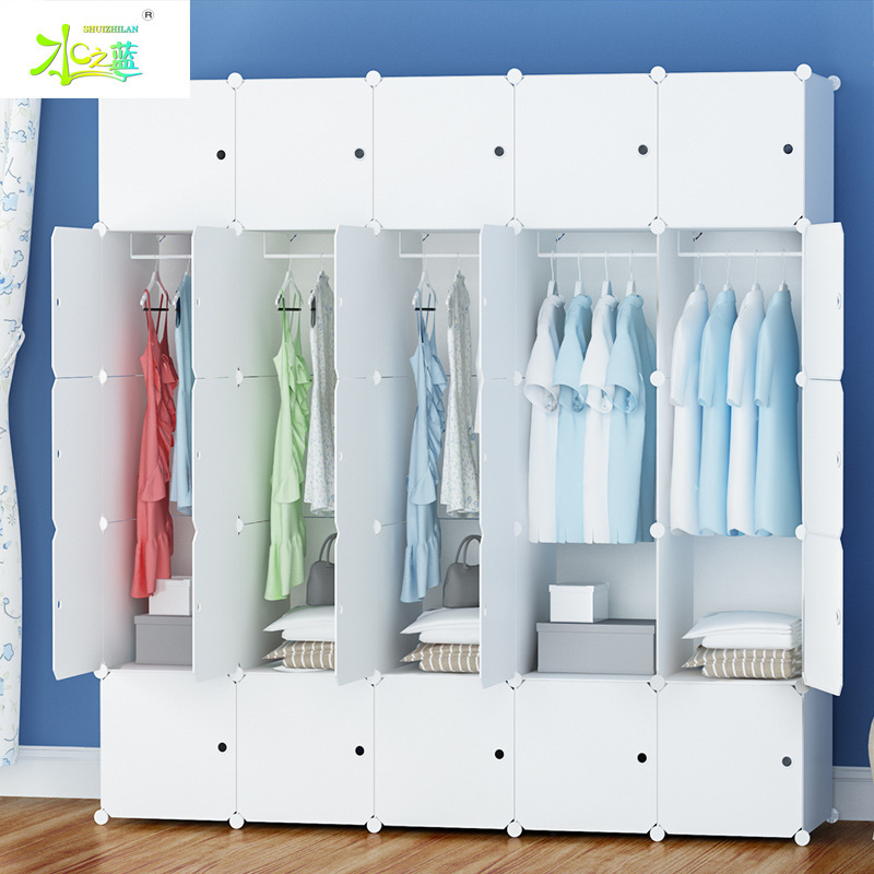 简易衣柜组装成人塑料衣橱双人简约现代经济型布艺钢架白色挂衣柜