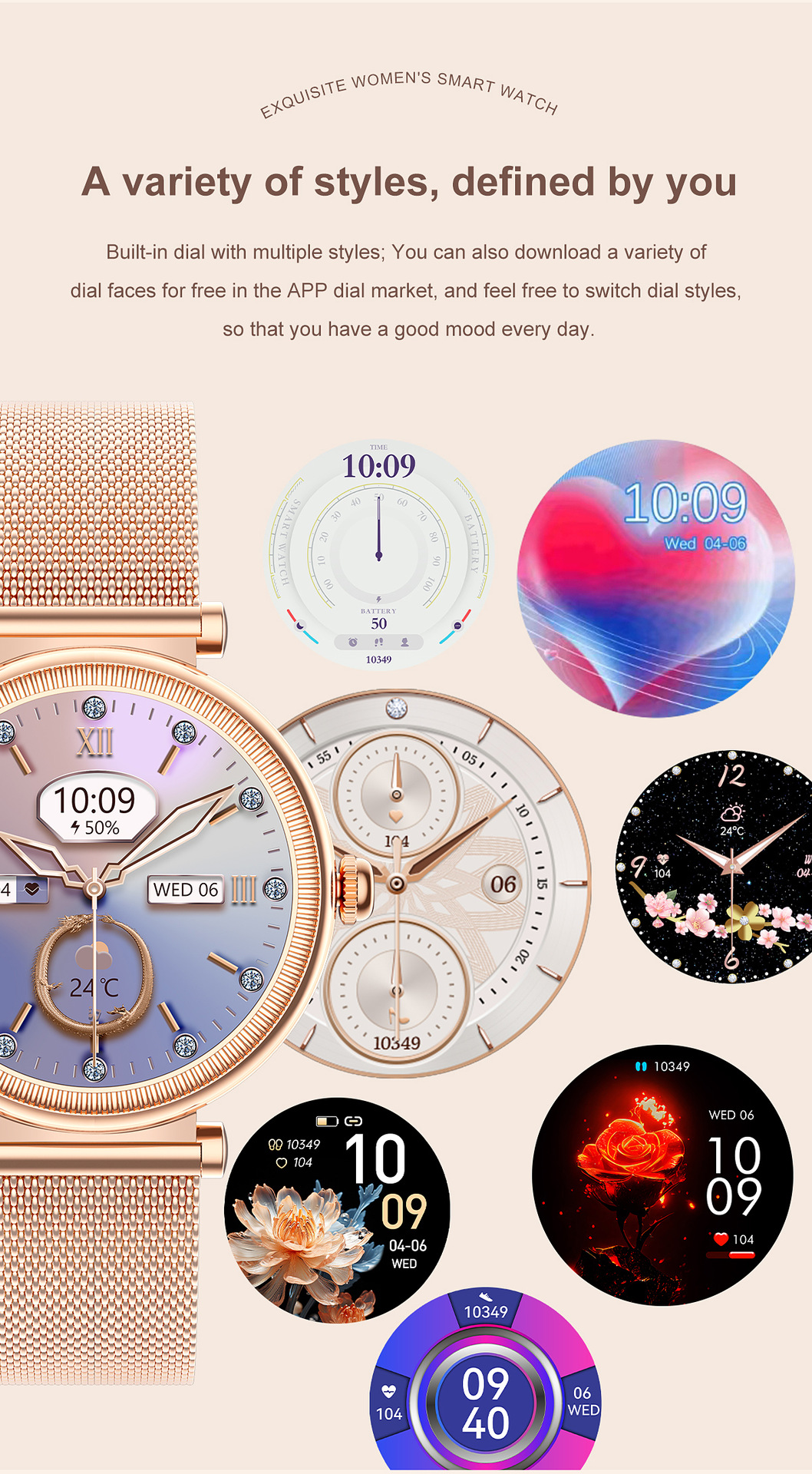 Smartwatch For Women With Colourful Light Pedometer And Round Screen_voghion.com