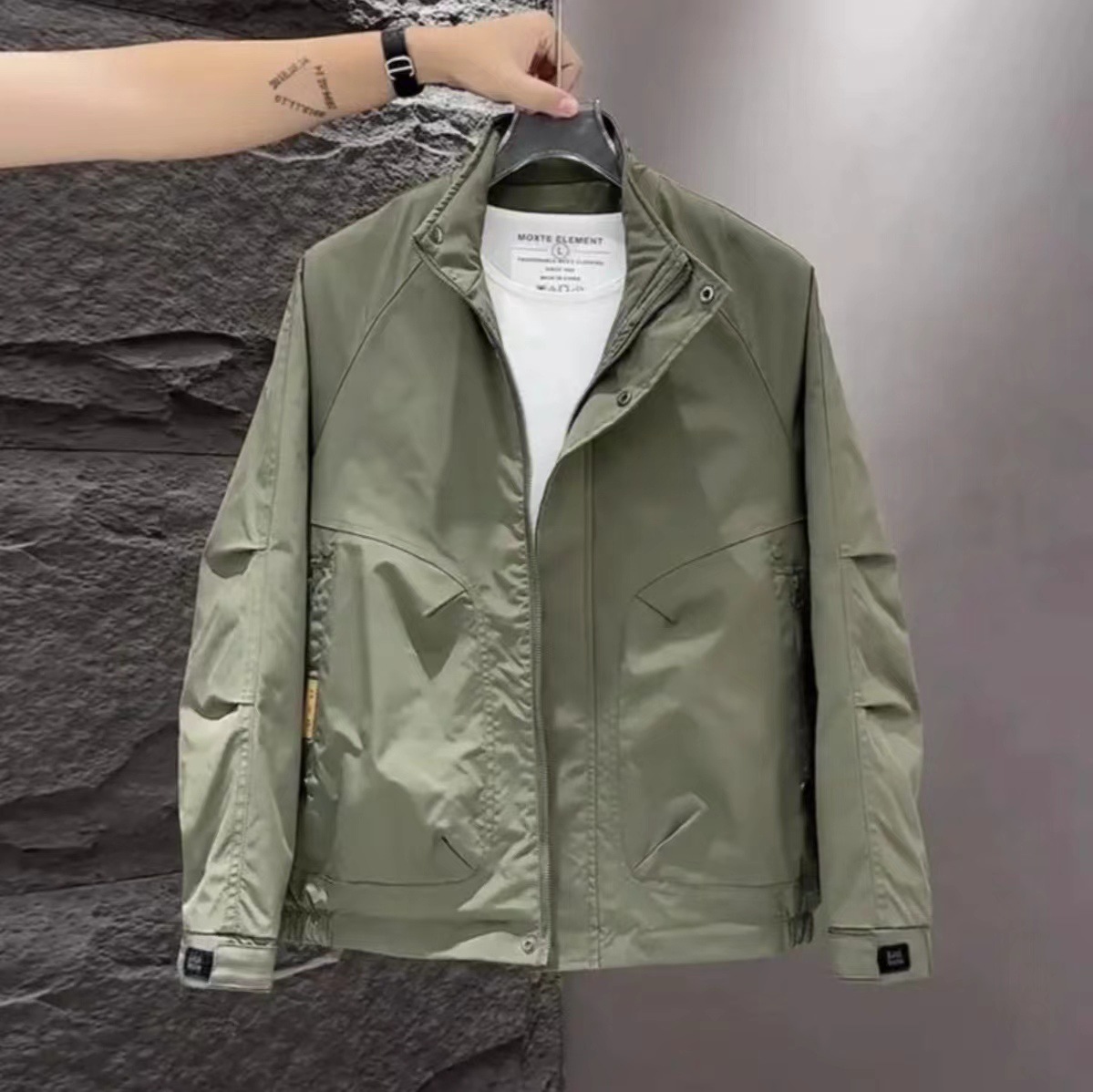 봄과 가을 남성 재킷 2025 새로운 스탠드 칼라 트렌디 브랜드 작업복 캐주얼 탑 고품질 재킷 남성 패션