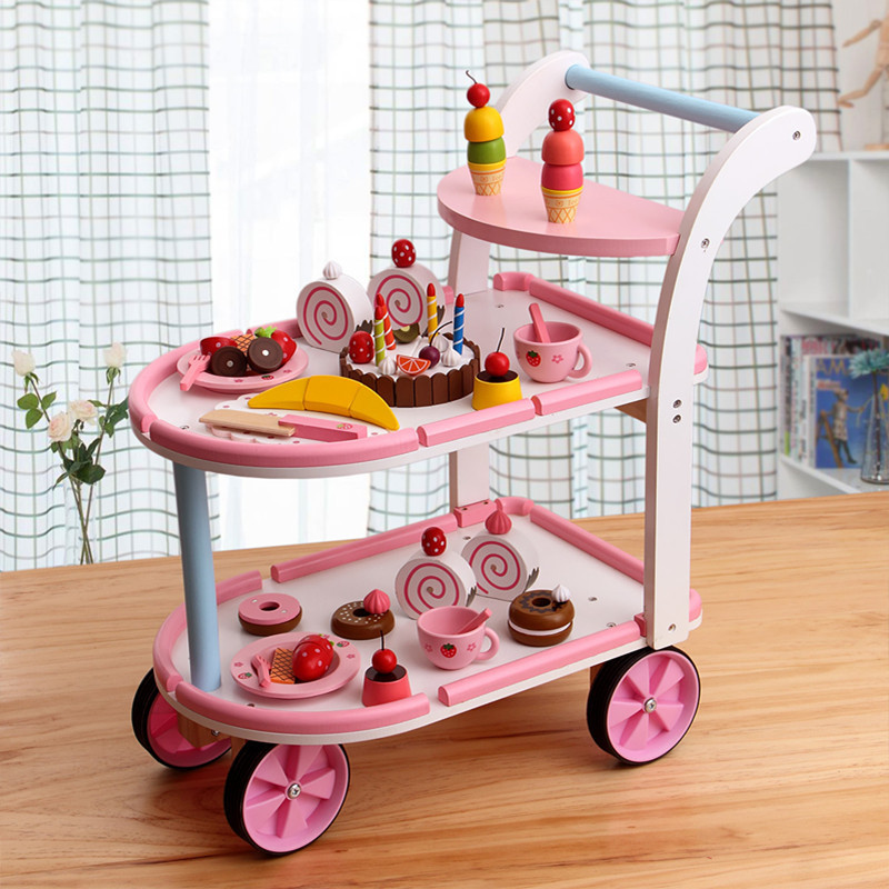 Wooden Playhouse Children's Toy suit Birthday Cake Che Che Che Le Kindergarten Role Playing Game Trolley