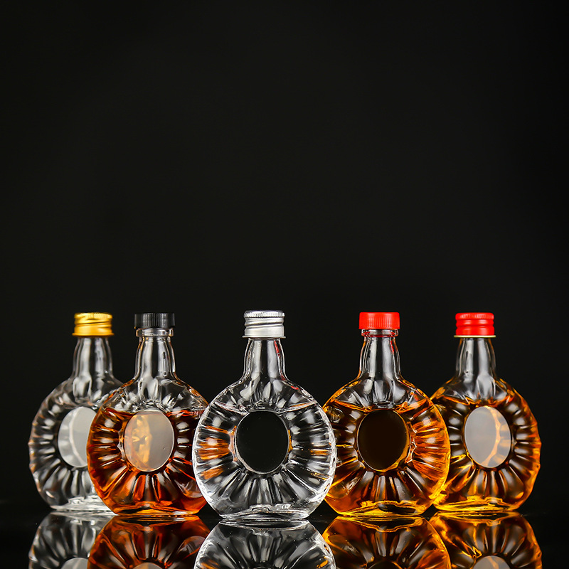 供应高档玻璃包装家用一两红酒分装容器扇形酒瓶50mlXO酒瓶洋酒瓶