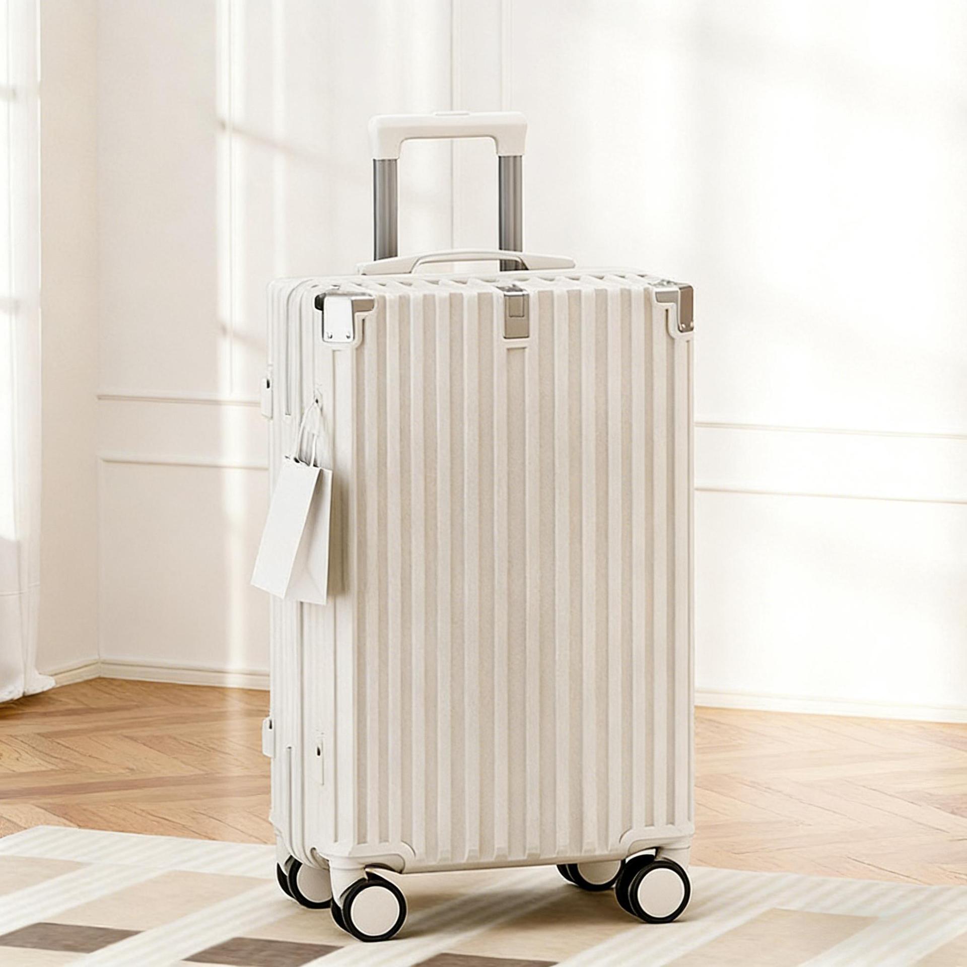 Vali nhựa PC 24 inch chống va đập, bánh xe xoay 360 độ, dung tích lớn, khóa mật khẩu — Góc chống va chạm đa chức năng màu trắng chi tiết 7