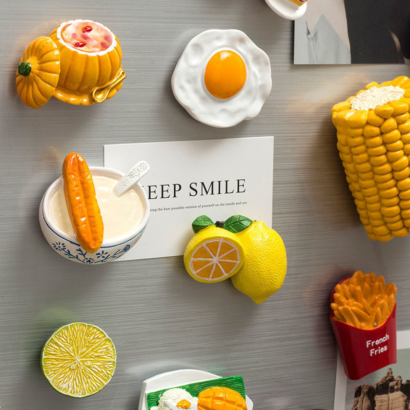 Refrigerator Magnet Creative Internet Celebrity Cute Resin Food Nordic Three-Dimensional Magnetic Magnet