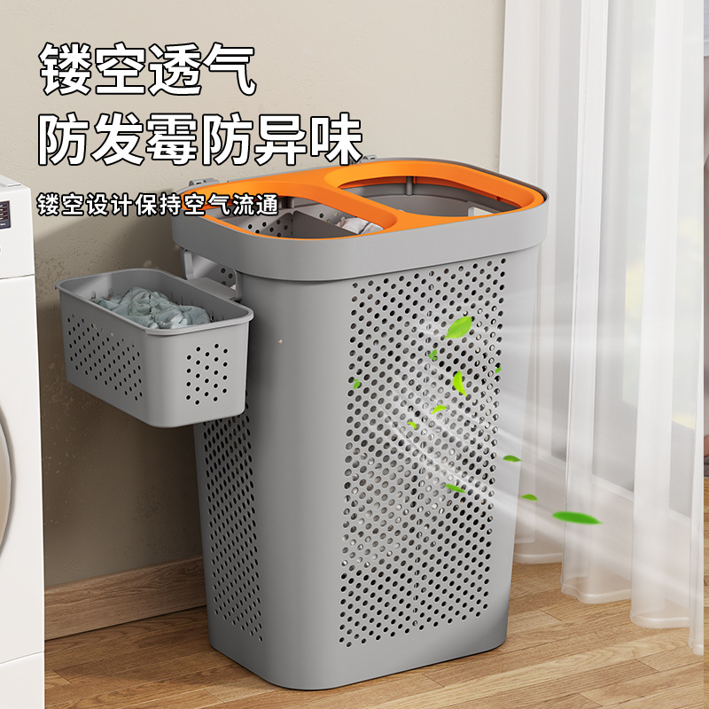 Cesta de almacenamiento Cesta de ropa sucia doméstica Baño de gran capacidad con cubierta Cesta de ropa sucia Cesta de lavandería