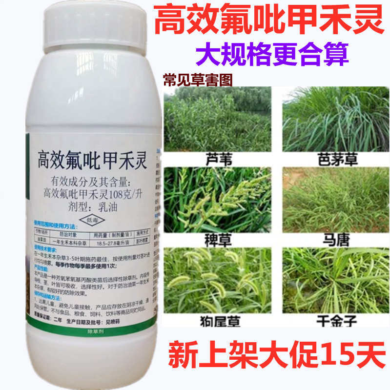 高效氟吡甲禾灵除尖叶杂草烂根农药油菜田地苗后除草剂杀草药1升