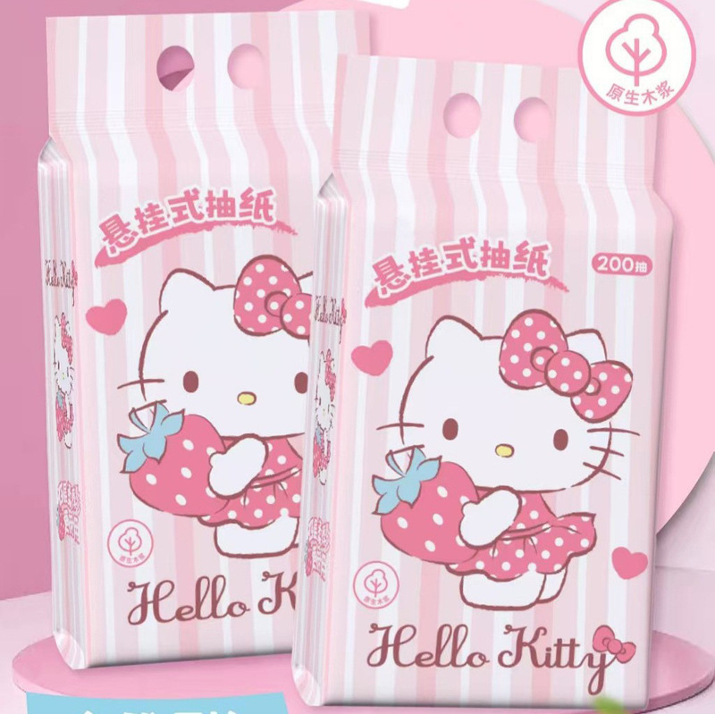 Sanrio Hanging Paper Drawpack KT Cat Parchia Dog Hanging Paper Drawpack 200 Drawpack Paper Wall-mounted Household Paper